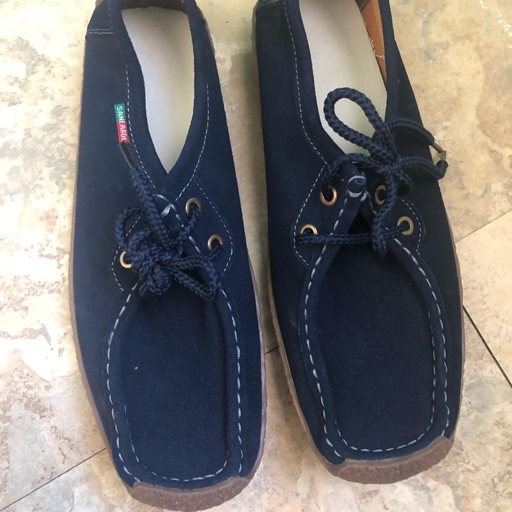 Sanearde navy blue shoes
